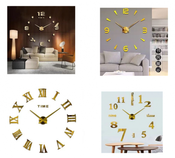 ساعة حائط أكريليك ب ملصق مرآة ساعات كوارتز ساعة كبيرة ديكور منزلي ديكور غرفة المعيشة جديد Wall Horloge