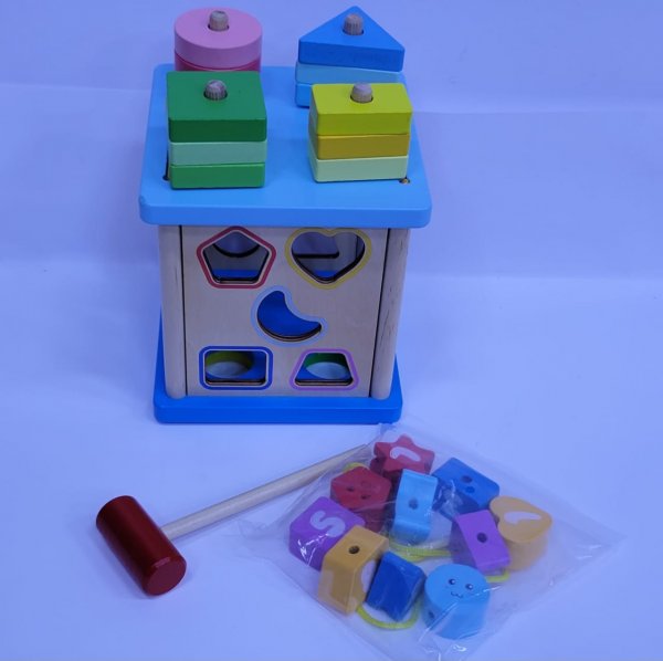 لعبة فرز الأشكال الخشبية من مونتيسوري 8 مكعبات بناء تعلم الهندسة هدايا متطابقة للأطفال ألعاب تعليمية كلاسيكية