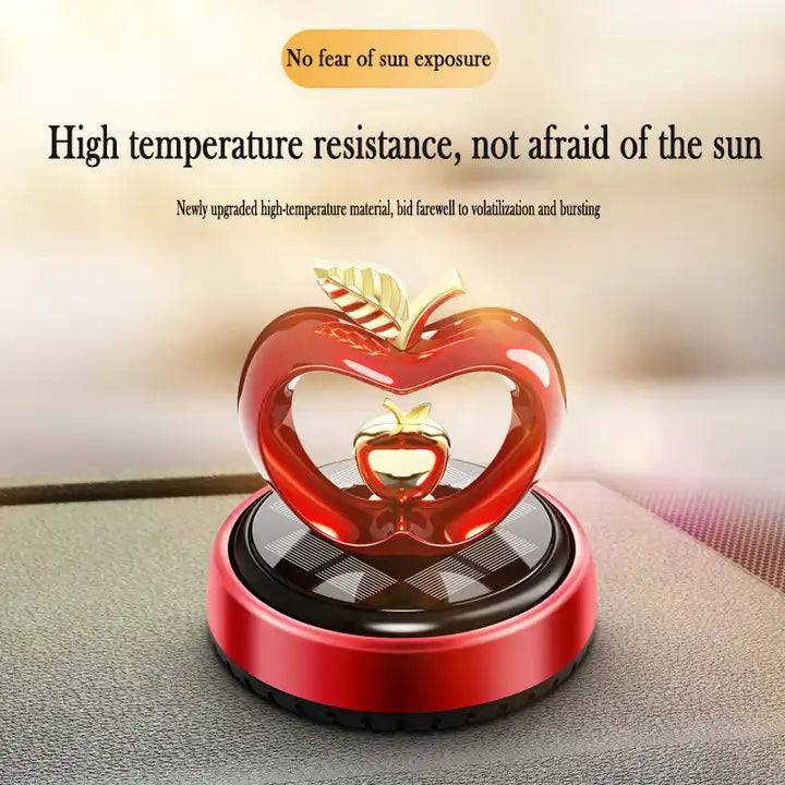 معطر جو السيارة بالطاقة الشمسية على شكل تفاحة دوارة عطر الناشر للوحة القيادة المركزية للسيارة