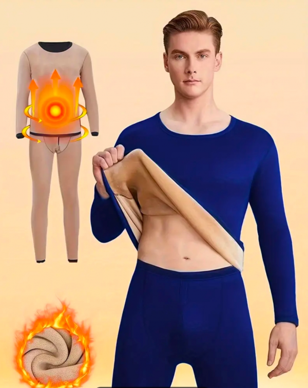 طقم ملابس حرارية شتوية سميكة بطبقة مزدوجة من الصوف -10 درجات مئوية