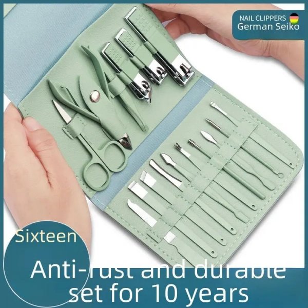 مجموعة أدوات قص الأظافر 16 قطعة للعناية باليدين والقدمين روز