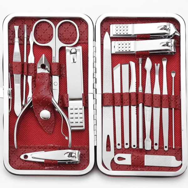 طقم قصاصات أظافر من الفولاذ المقاوم للصدأ مكون من 16 قطعة لأدوات العناية بالأظافر والقدمين