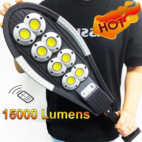 مصباح شارع شمسي 400 واط مزود بمستشعر حركة LED مقاوم للماء مع جهاز تحكم عن بعد