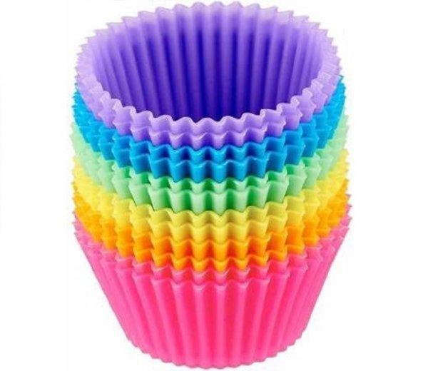 طقم قوالب كب كيك سيليكون مكون من 12 قالب مافن دائري أدوات مطبخ