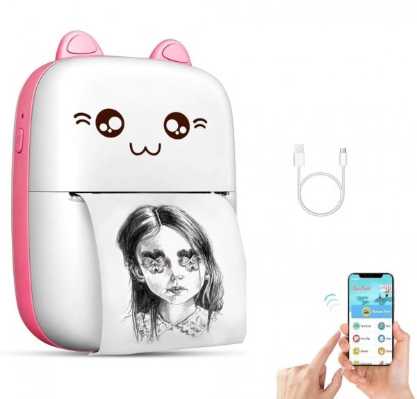 طابعة حرارية صغيرة قابلة لإعادة الشحن بتقنية البلوتوث