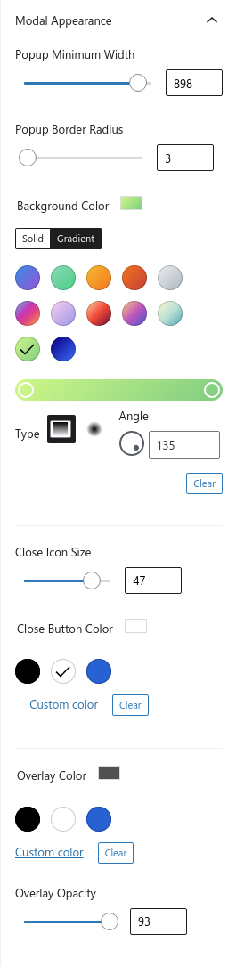 Appearance Options