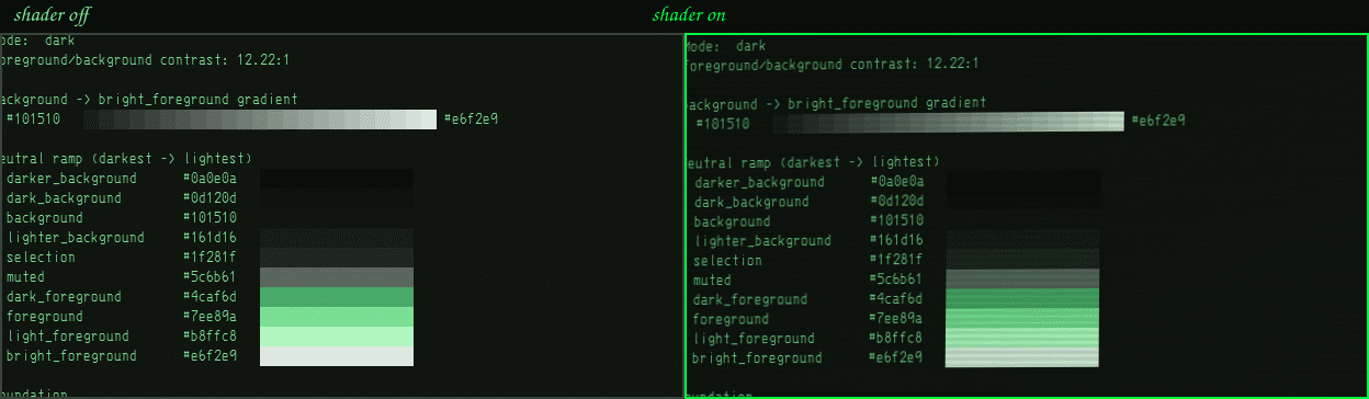 CRT shader off versus on