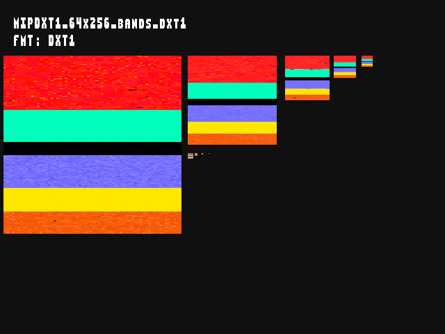 Test result for Texture_DXT::MIPDXT1_64x256_bands_dxt1