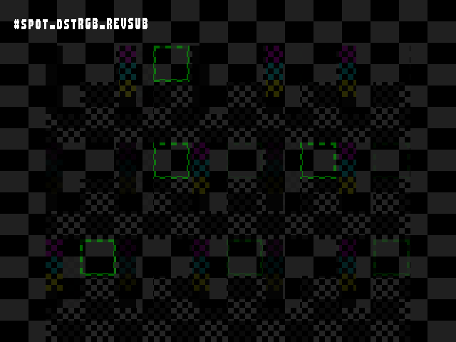 No alpha test result for Blend_tests::#spot_dstRGB_REVSUB