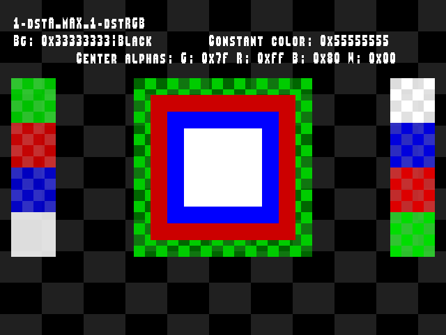 No alpha test result for Blend_tests::1-dstA_MAX_1-dstRGB