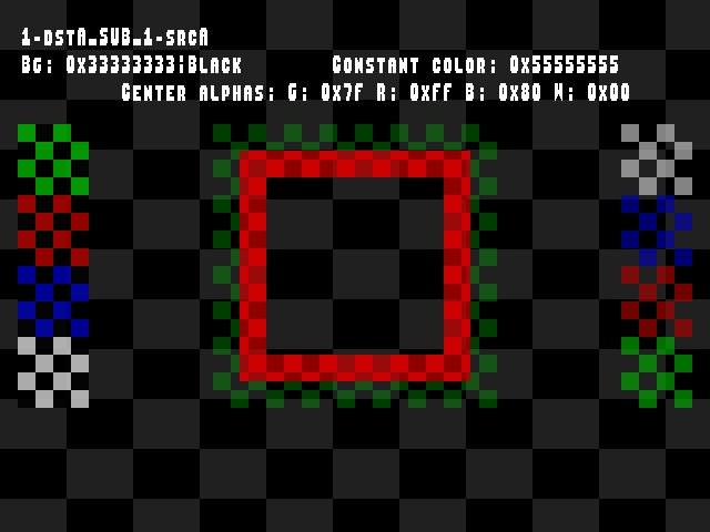 No alpha test result for Blend_tests::1-dstA_SUB_1-srcA