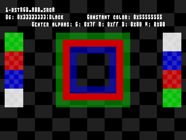 No alpha test result for Blend_tests::1-dstRGB_ADD_srcA