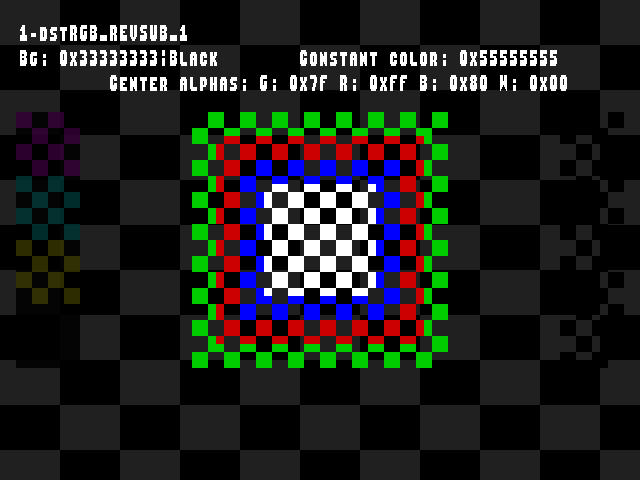No alpha test result for Blend_tests::1-dstRGB_REVSUB_1