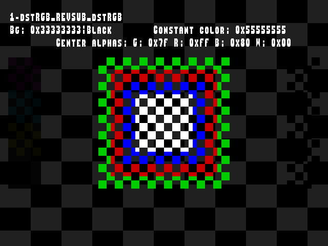 No alpha test result for Blend_tests::1-dstRGB_REVSUB_dstRGB