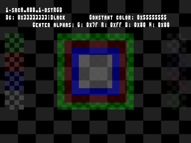 No alpha test result for Blend_tests::1-srcA_ADD_1-dstRGB