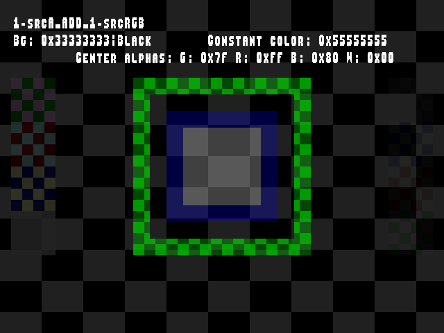 No alpha test result for Blend_tests::1-srcA_ADD_1-srcRGB