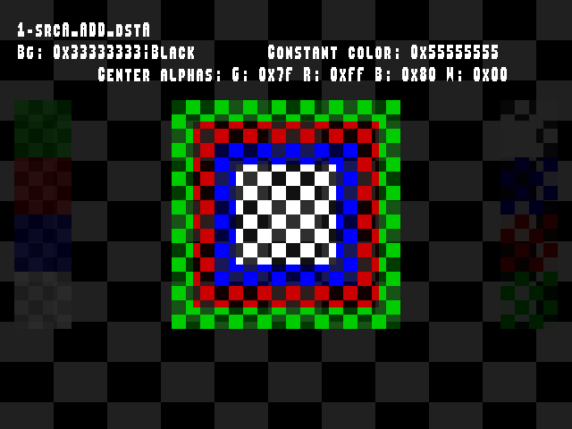 No alpha test result for Blend_tests::1-srcA_ADD_dstA