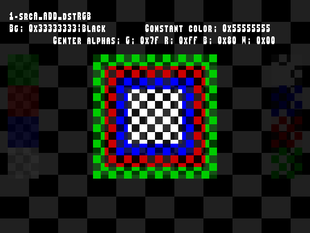 No alpha test result for Blend_tests::1-srcA_ADD_dstRGB