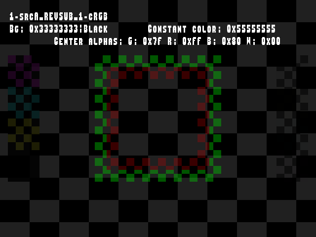 No alpha test result for Blend_tests::1-srcA_REVSUB_1-cRGB