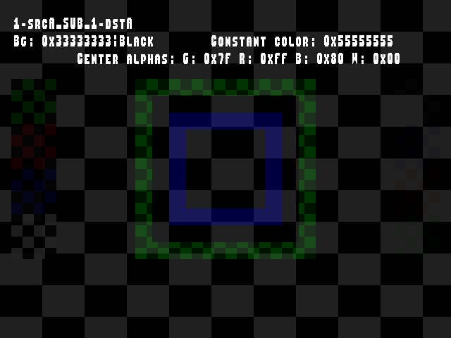 No alpha test result for Blend_tests::1-srcA_SUB_1-dstA