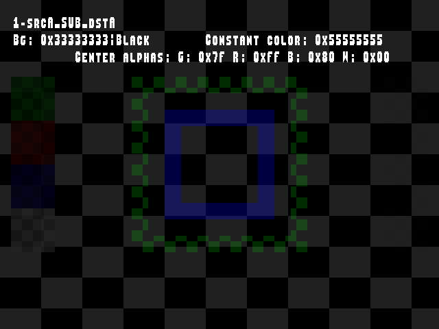 No alpha test result for Blend_tests::1-srcA_SUB_dstA