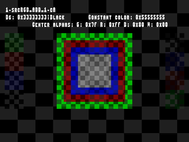 No alpha test result for Blend_tests::1-srcRGB_ADD_1-cA