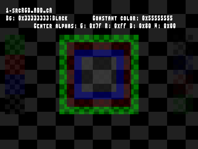 No alpha test result for Blend_tests::1-srcRGB_ADD_cA