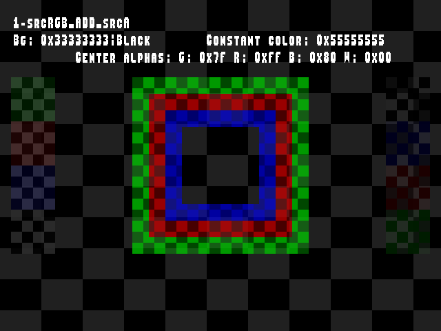 No alpha test result for Blend_tests::1-srcRGB_ADD_srcA