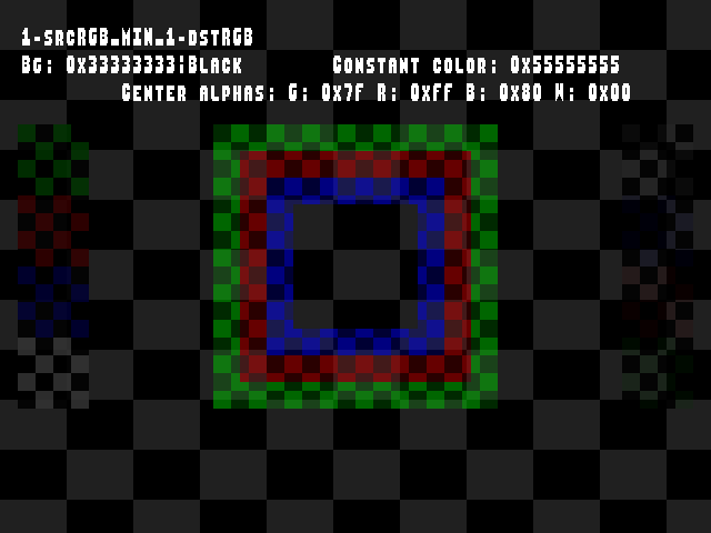 No alpha test result for Blend_tests::1-srcRGB_MIN_1-dstRGB