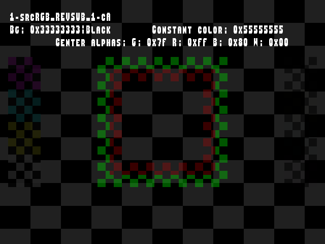 No alpha test result for Blend_tests::1-srcRGB_REVSUB_1-cA
