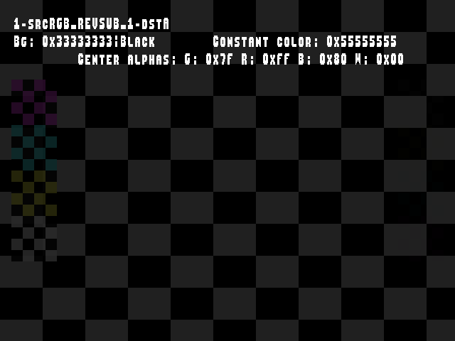 No alpha test result for Blend_tests::1-srcRGB_REVSUB_1-dstA