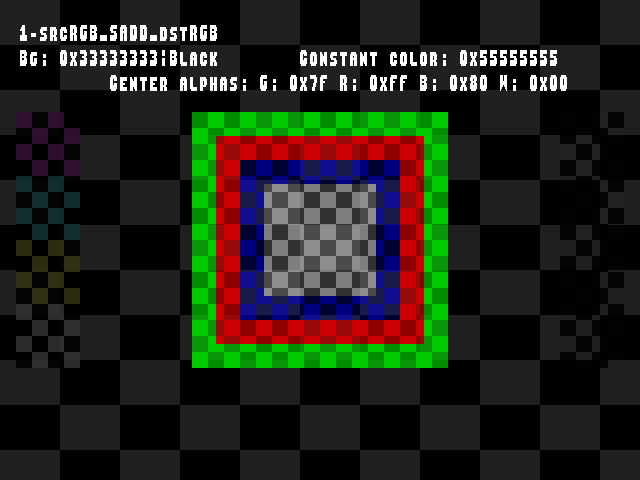 No alpha test result for Blend_tests::1-srcRGB_SADD_dstRGB
