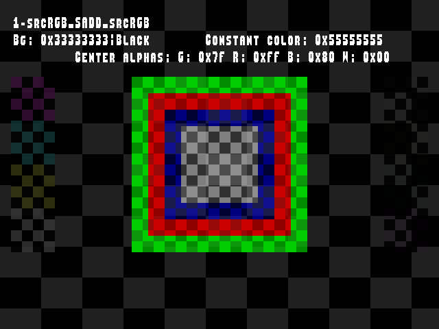 No alpha test result for Blend_tests::1-srcRGB_SADD_srcRGB