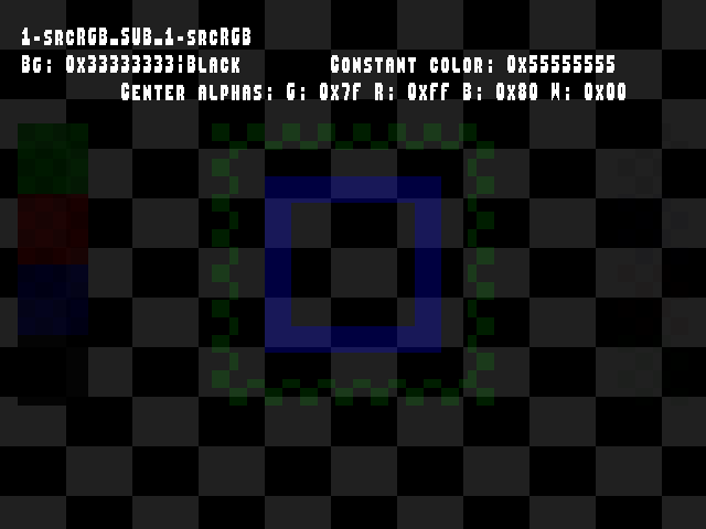 No alpha test result for Blend_tests::1-srcRGB_SUB_1-srcRGB