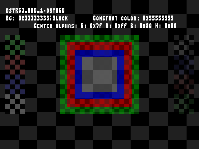 No alpha test result for Blend_tests::dstRGB_ADD_1-dstRGB