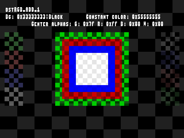 No alpha test result for Blend_tests::dstRGB_ADD_1