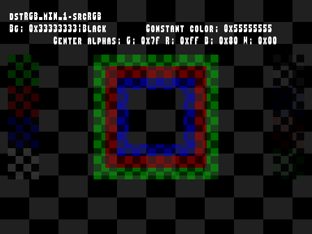 No alpha test result for Blend_tests::dstRGB_MIN_1-srcRGB