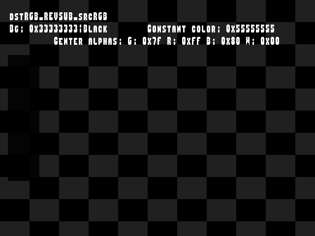 No alpha test result for Blend_tests::dstRGB_REVSUB_srcRGB