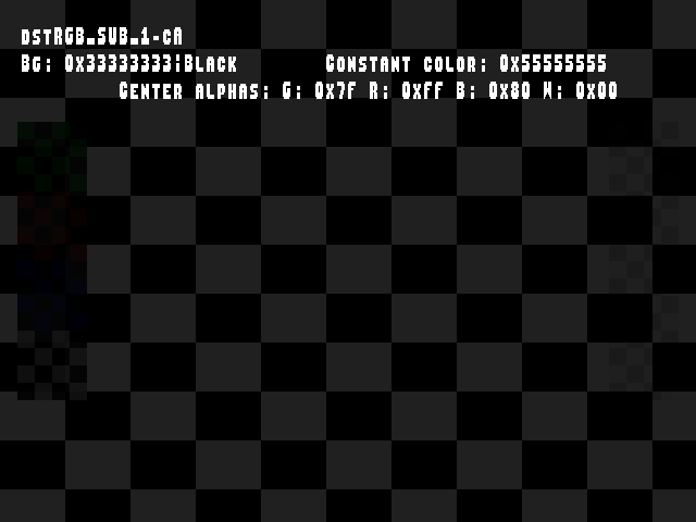 No alpha test result for Blend_tests::dstRGB_SUB_1-cA