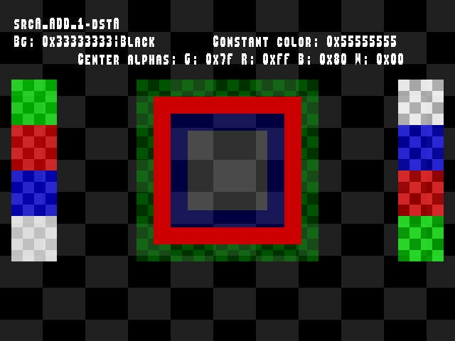 No alpha test result for Blend_tests::srcA_ADD_1-dstA