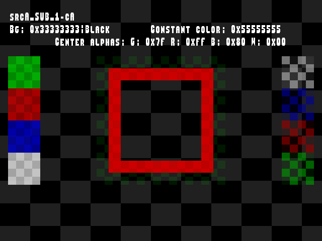 No alpha test result for Blend_tests::srcA_SUB_1-cA