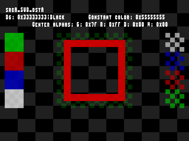 No alpha test result for Blend_tests::srcA_SUB_dstA