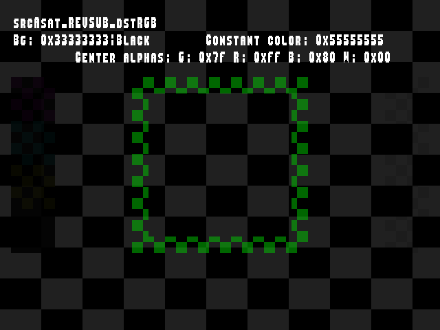 No alpha test result for Blend_tests::srcAsat_REVSUB_dstRGB