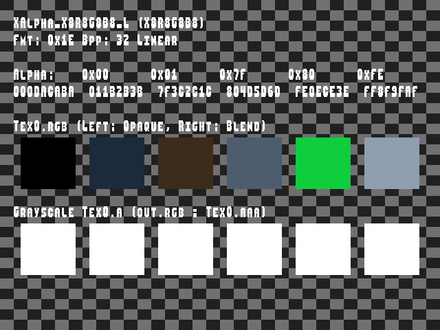 No alpha test result for Texture_format::XAlpha_X8R8G8B8_L