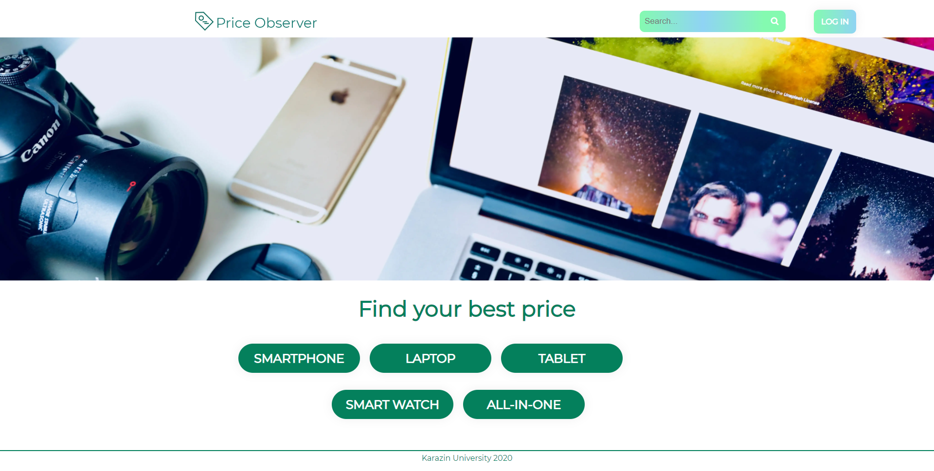 Price Observer main page