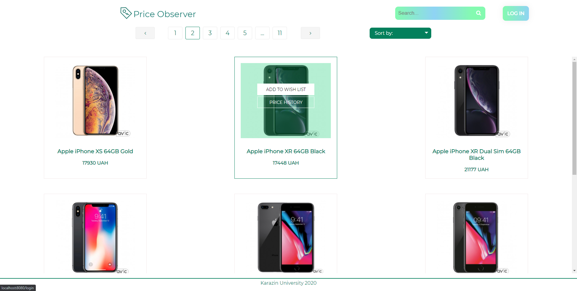 Price Observer smartphones page