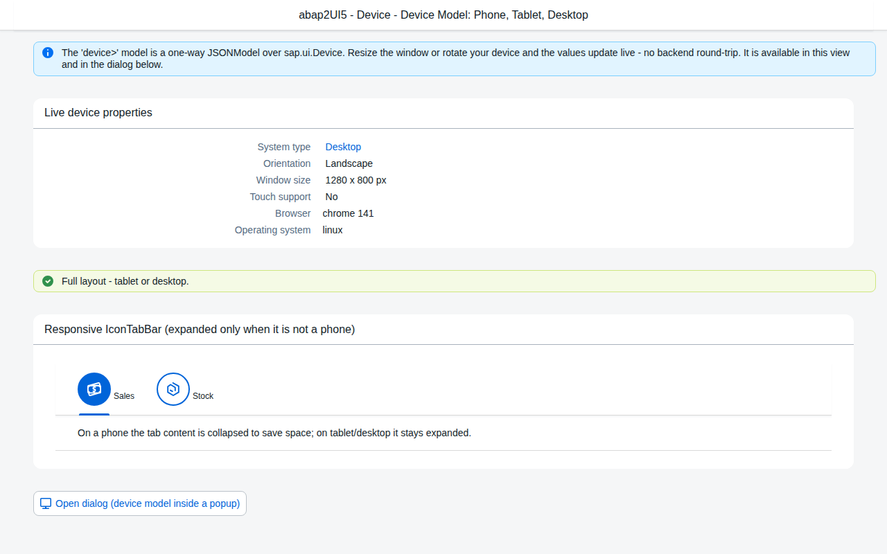 Device model and tabs