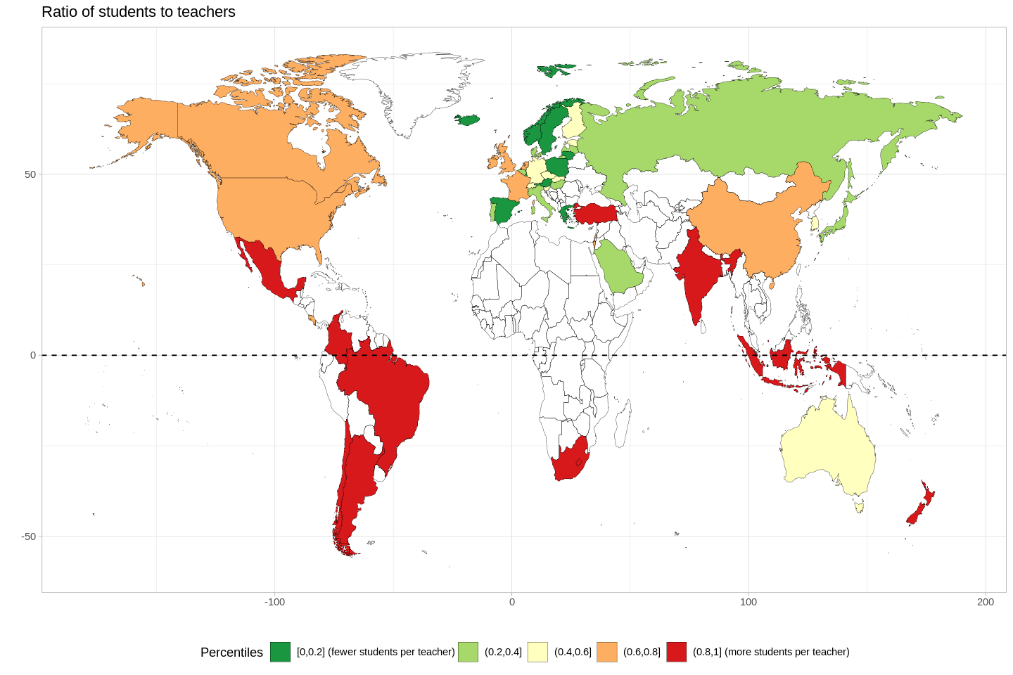 Ratio of students to teachers choropleth