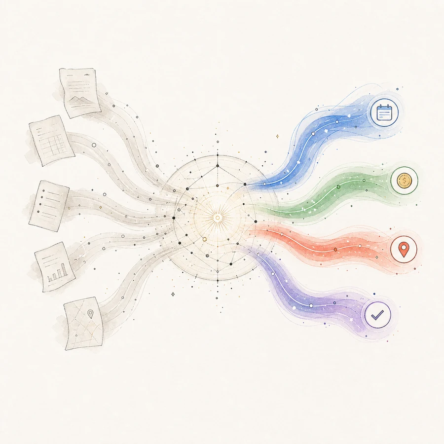 Hand-drawn semantic streams emerging from GPT-5.6 understanding
