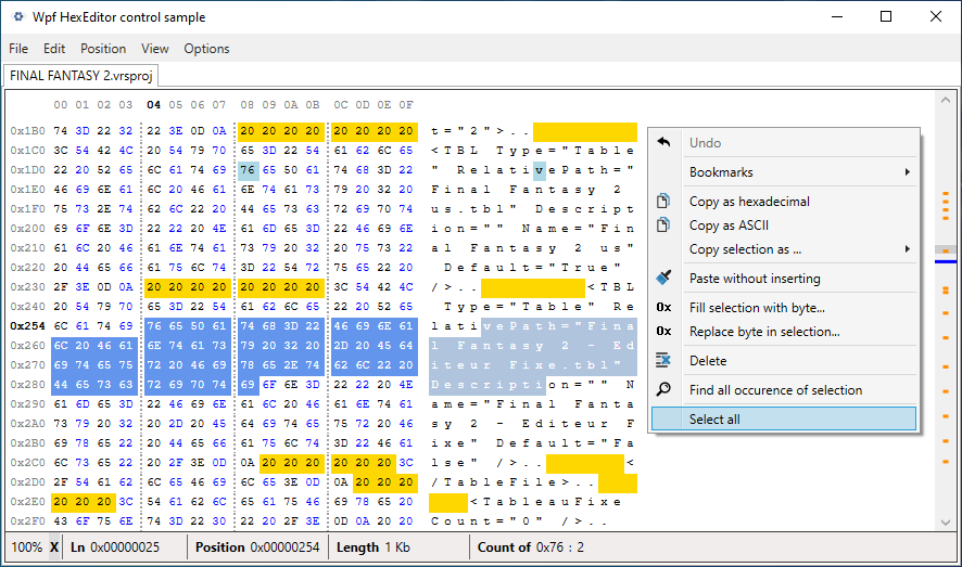 online hex editor table file